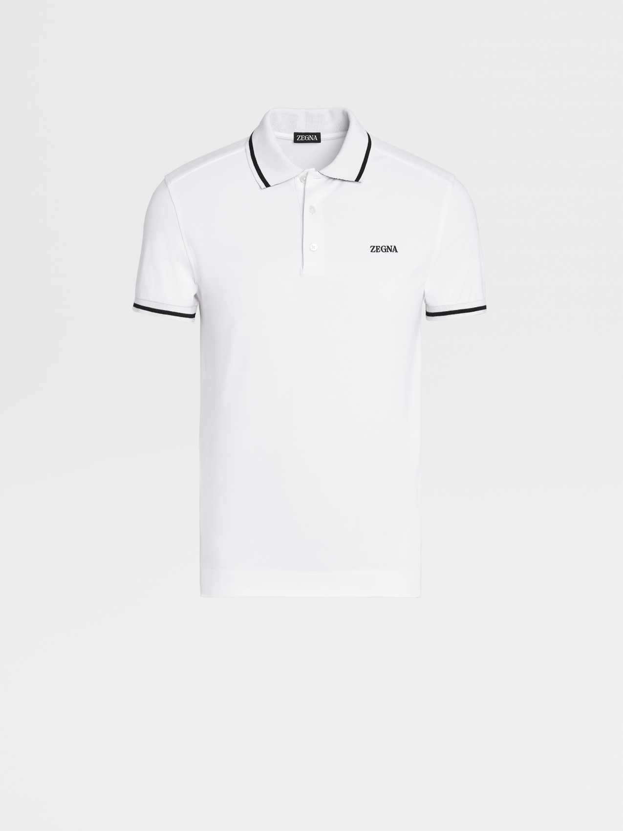 白色弹力棉质短袖 Polo 衫